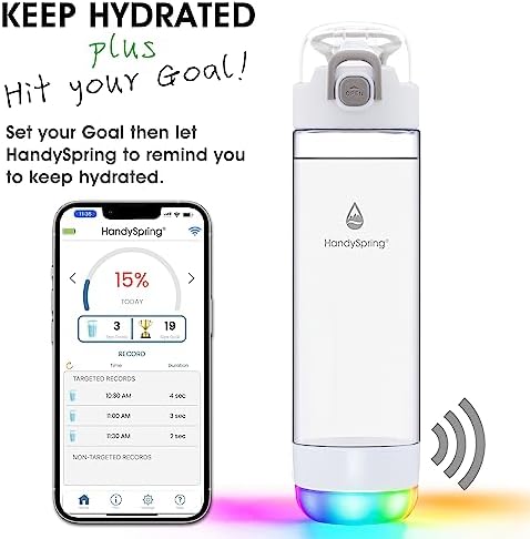 Smart Water Bottle with Reminder To Drink Water, Lights And Sound, Water Intake Tracker, Rechargeable, Tritan Plastic, Spout Hydrate Glow Bottle 26 Oz, Smart Hydration Reminder (white) - Image 2