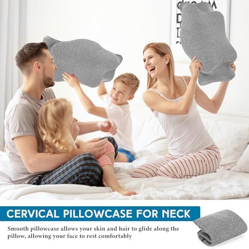 HunnmingRe Pillow Case for Cervical Neck, Gray, Standard Size - Image 6