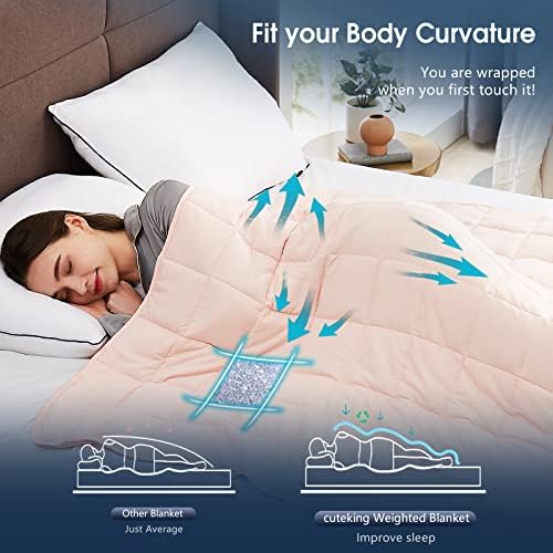 CuteKing Weighted Blanket for Adults(20lbs, 60"x80", Pink) Heavy Blanket for 180-190lbs, Weighted Blanket for Cooling & Heating with Premium Glass Beads, Soft Thick Blanket for Adult All-Season - Image 5