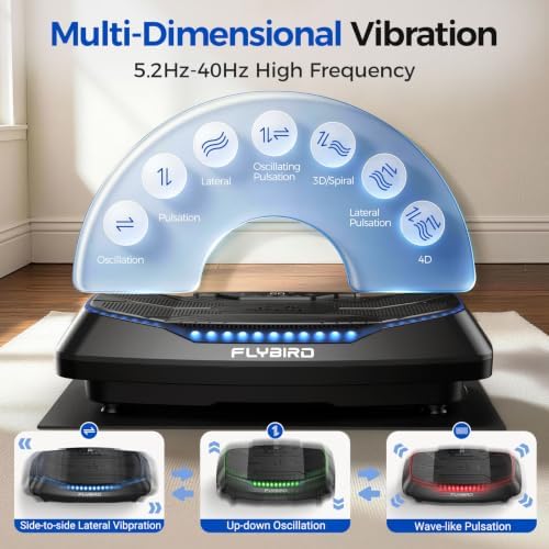 FLYBIRD Vibration Plate Exercise Machine for Lymphatic Drainage, Adjustable Levels Full Body Workout, Curved Vibration Plate with Powerful Motor for Weight Loss Fat Burner, Home Fitness Equipment - Image 4