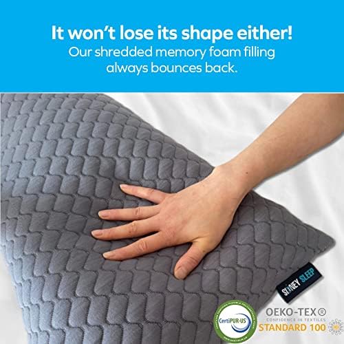 Sidney Sleep Adjustable Curved Pillows for Neck and Shoulder Support with Extra Shredded Fill - Cervical Contour Pillow for Side and Back Sleeper - King Size - 19" x 36" CertiPUR-US Certified (Grey) - Image 6