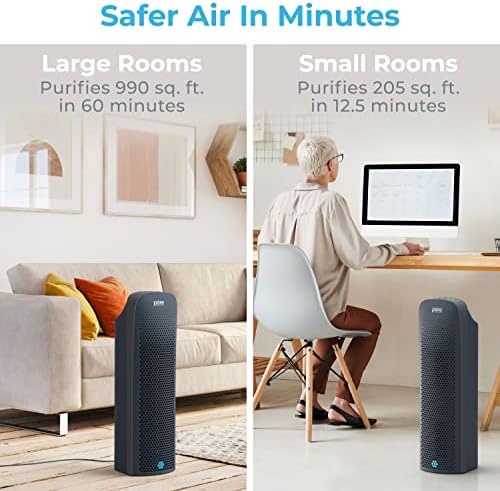 Pure Enrichment PureZone Elite True HEPA Large Room Tower Air Purifier with Air Quality Monitor, 4 Stage Filtration and UV-C Light, Helps Destroy Bacteria, Smoke, Pollen & Dust (Graphite) - Image 5