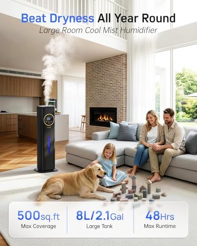 LACIDOLL Humidifiers for Bedroom 500 sq ft, 2.1Gal/8L Humidifier large room - Image 2