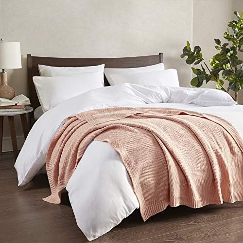 INK+IVY Bree Knit Throw Blanket for Bed, Sofa, and Couch, Lightweight, Breathable, Soft & Cozy Summer Blanket, Throw (50 in x 60 in), Coral by INKIVY