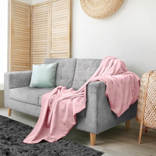Utopia Bedding 100% Cotton Thermal Blanket Dusky Pink Twin, 90x72 Inches - Image 5