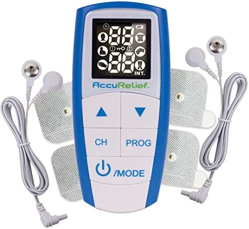 AccuRelief Complete 3-in-1 TENS Unit, EMS, Massager Device - Pain Relief Electric Muscle Stimulator with 4 Electrodes for Neck, Back, and Full Body by AccuRelief