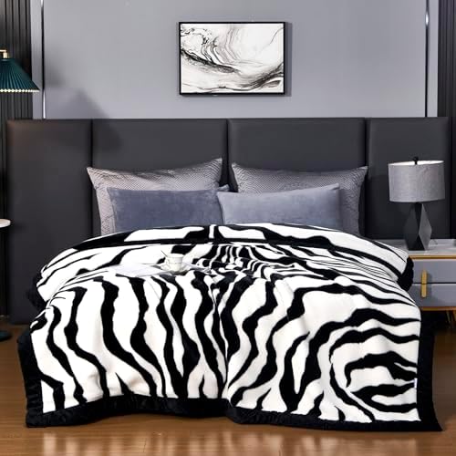 9 lbs Heavy Korean Mink Blanket Queen Size 79×91", Silky Soft and Warm,2 Ply Reversible Raschel Bed Blanket. by LGYKUMEG