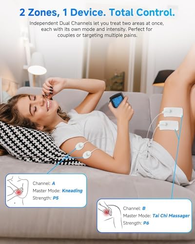 TENS Unit Muscle Stimulator, 24 Modes Dual Channel TENS EMS Machine for Muscle Tension and Back Relief, Rechargeable Pulse Massager with Timer, 6 Upgraded Pads for Neck Shoulder Leg and Knee - Image 4