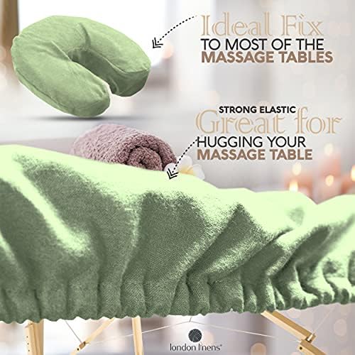 LONDON LINENS 3 Piece Set Massage Table Sheets Set - 100% Natural Cotton Flannel- Includes Massage Table Cover, Massage Fitted Sheet, and Massage Face Rest Cover (Sage Green) - Image 3