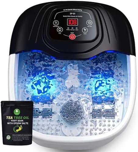 Foot Spa Bath Massager with Heat, Foot Soaking Tub,Ozone & UV, Epsom Salt,Bubbles, Vibration and Blue Light, Tub for Stress Relief,Foot Soaker, Birthday Gifts for Mom Dad Women Men Her Him by Unknown