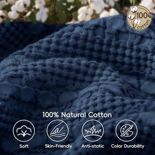 PHF Lightweight 100% Cotton Waffle Blanket for Bed, Twin XL, Blue Sapphire - Image 5