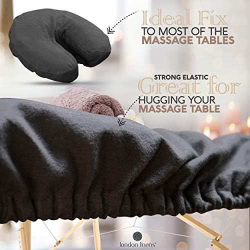 London Linens 3 Piece Set Massage Table Sheets Set - 100% Natural Cotton Flannel- Includes Massage Table Cover, Massage Fitted Sheet, and Massage Face Rest Cover (Charcoal Grey) - Image 5