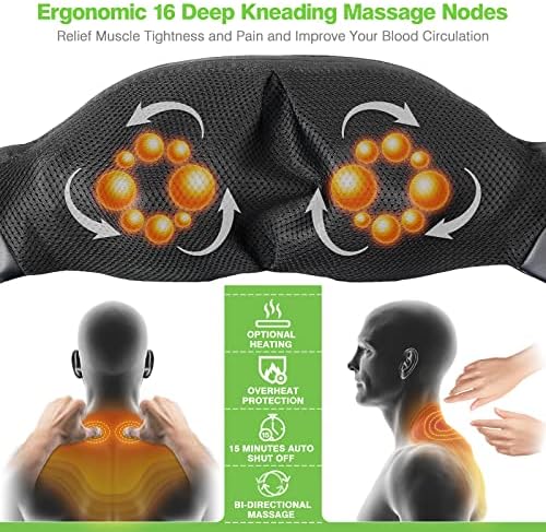 cotsoco Cordless Shiatsu Neck and Shoulder Massager with Heat,Portable Massagers for Neck and Back,3D Deep Tissue Kneading Back Massager for Muscle Pain Relief,Perfect Gifts for Men and Woman - Image 3