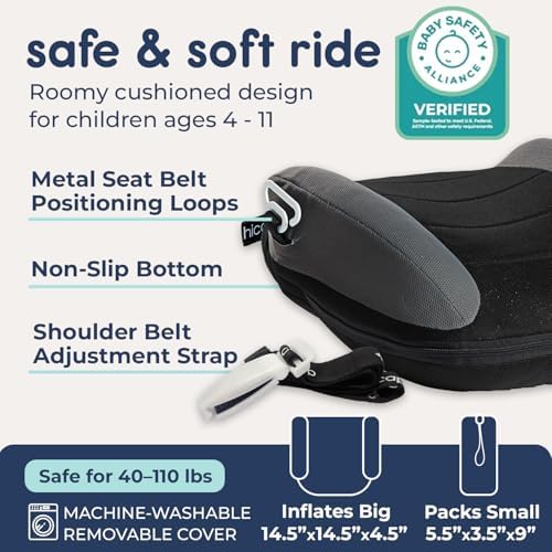 UberBoost Inflatable Booster Seat for Car, Travel Booster Seat, Black/Gray - Image 3