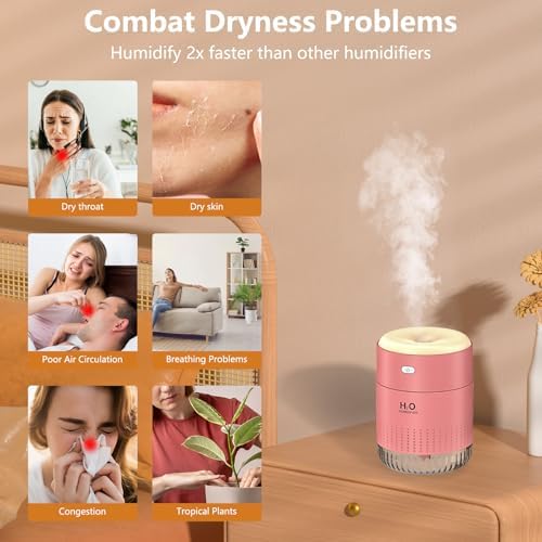 Small Humidifier for Plants, Small Plant Humidifier Indoor, Pink - Image 2