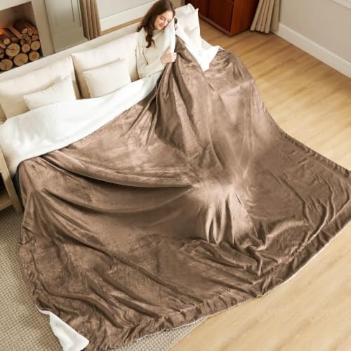 Bedsure GentleSoft Sherpa Fleece Cal King Blankets for Bed, Non-Heated, Thick and Warm Oversized Throw for Women and Men, Soft Fuzzy Plush Large Blanket for Winter, Camel, 112x98 Inches - Image 7