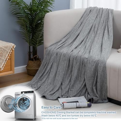 CHOSHOME Cooling Blanket for Hot Sleepers Lightweight Summer Cold Thin Blankets for Sleeping, Hot Flashes Night Sweats, Soft Blanket for Bed, California King 96" x 102", Grey - Image 6
