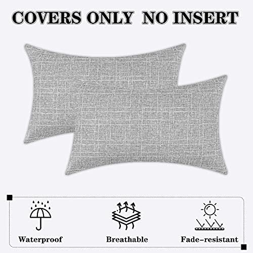 Kevin Textile Outdoor Waterproof 14”x24” Lumbar Pillow Covers 2 Pack, Grey - Image 7