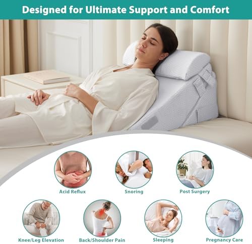 Bedluxe Wedge Pillow Set for After Surgery, Orthopedic Bed Wedge Light Grey - Image 5