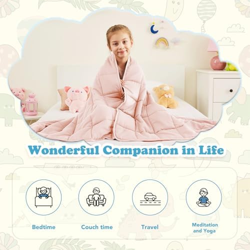 CuteKing Weighted Blanket (10lbs, 40"x60", Pink) Heavy Blanket for 90-100lbs, Weighted Blanket for Cooling & Heating with Premium Glass Beads, Soft Thick Blanket All-Season - Image 4