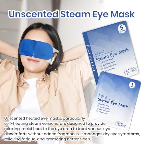 LANNA Heated Steam Eye Mask, Disposable 120 Minutes, Blue Unscented, 5 Pcs - Image 3