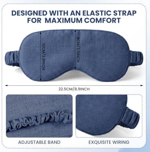 1 Set Pure Linen Sleep Mask Organic Cotton Eye Cover Gift,Blue - Image 2