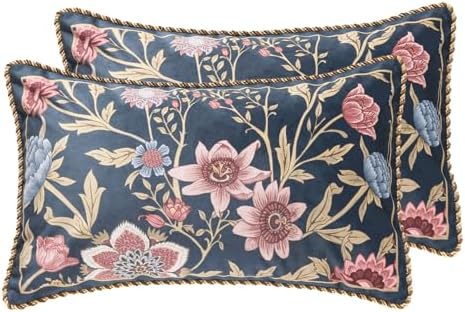 patdrea Designer Velvet Throw Pillow Cover,Set of 2,12"x20"-OldgardenA by patdrea