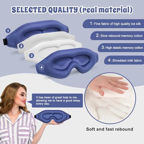 3D Advanced Eye Mask for Sleeping，Ultra Delicate Soft Skin Friendly Eye mask，100% Blackout Sleep Eye Mask for Sleep, Eyelash Extension Sleep mask， Sleeping Eye Masks for Men and Women - Image 4