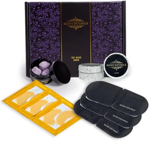 Spa Gift Set for Women – Lavender Aromatherapy Shower Steamers, Sugar Scrub, 24K Gold Eye Masks & Steam Eye Mask | Self Care & Relaxation Gift Box for Stress Relief at Home by SataviNaturals