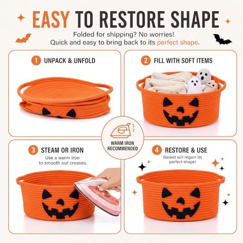 Colingmill 3 Pcs Halloween Boo Gift Basket, Green,Orange,Pink, Ghost - Image 5