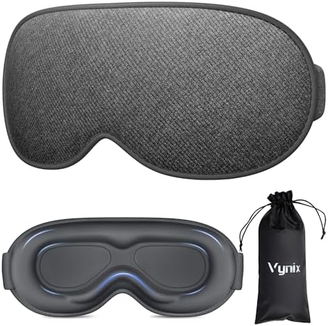 Sleep Mask for Men Women - 100% Blackout Eye Masks for Sleep, Zero Pressure 3D Sleeping Mask, Adjustable Light Blocking Eye Cover Blindfold for Travel, Nap, Night Work, Office - Gray by Vynix