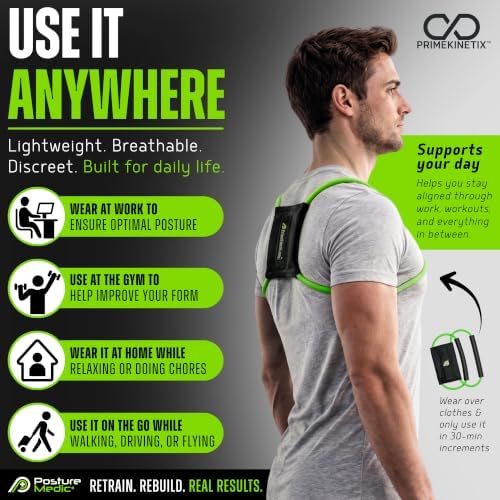 PostureMedic Original Strength Dynamic Posture Corrector for Men & Women – Active Resistance Training System for Back, Neck & Shoulder Pain Relief – Strengthen Muscles & Improve Alignment - Medium (Green) - Image 5