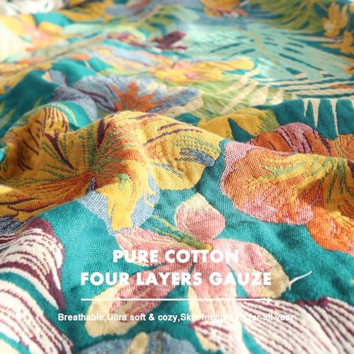 MSGKV Boho Throw Blanket 60"x80" Cotton Floral Blanket for Couch Sofa Bed - Image 6