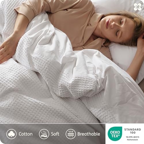 Bedsure PureWoven Cotton Waffle Weave Duvet Cover, King, Duvet Cover Only - Image 3