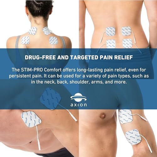 axion TENS Unit STIM-PRO Comfort - with 4 pcs of 2x2‘‘ Electrode Pads | TENS Machine Muscle and Nerve Stimulator for Drug-Free Pain Relief for Sore and Aching Muscles Like Back Pain - Image 4