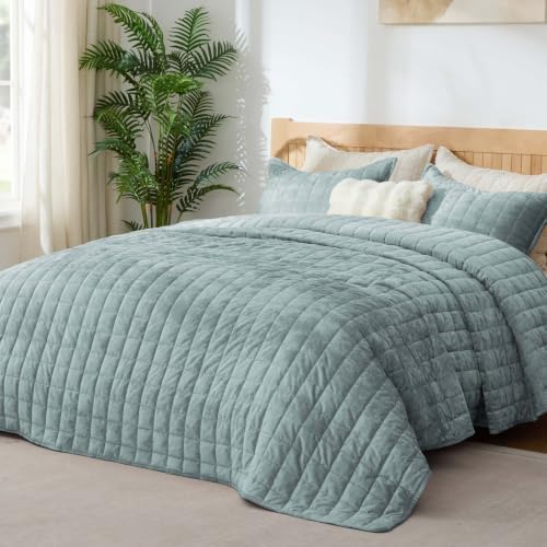 BEDELITE Velvet Quilt Set Queen Size, Luxury Velvet Comforter Bedding - Image 2