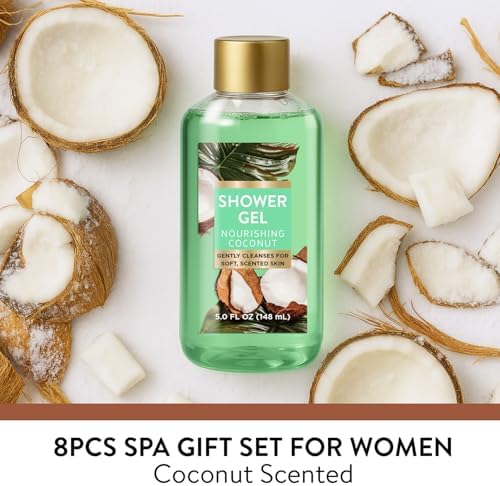 Spa Luxetique Gifts for Women 8pcs Bath and Body Works Gift Set for Women Tropical Coconut Spa Gift for Womens Birthday Gift for Womens Daughter Mom Wife Girlfriend - Image 2