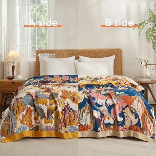 Boho Throw Blanket for Bed 80”x90”, 100% Cotton Blanket for Couch Sofa - Image 2
