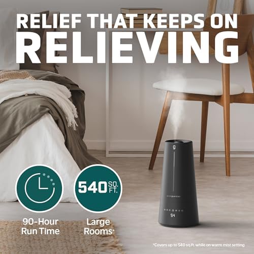 PureGuardian 1.5 Gal Ultrasonic Warm & Cool Mist Humidifier with UV-C Light, IntelliSense Humidistat, 90-Hr Runtime, for Large Rooms up to 540 Sq. Ft., Black, H5665B - Image 4