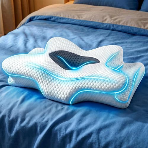 Sleep Doctor Approved Cervical Neck Pillow for Sleeping, Ergonomic Contour Side Sleeper Pillows for Adults, Cooling Orthopedic Pillow for Pain Relief Support, Memory Foam Pillows Back Stomach Sleepers by Emircey