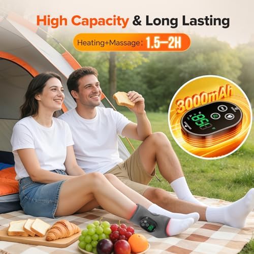 2PCS Cordless Foot Massager for Neuropathy, 3000mAh Rechargeable Ankle Heating Pad with Massage for Circulation, Foot Ankle Pain Relief Massager, Gray - Image 5