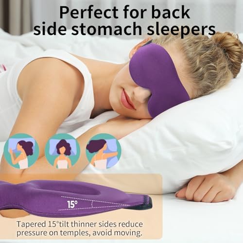 NEWVANGA Sleep Mask for Back and Side Sleeper, Travel Eye Cover, Purple - Image 2