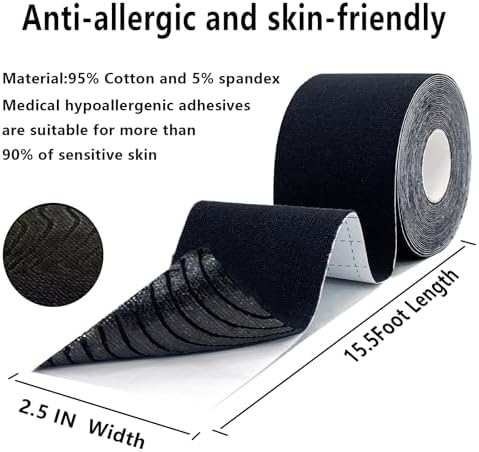 SOON GO Kinesiology Tape Pro 2 Rolls, 2 Inch High Elasticity Sports Tape Therapeutic Pain Relief–Physio Tape for Muscle Recovery & Joint Support, Waterproof & Hypoallergenic & Breathable–Black - Image 2