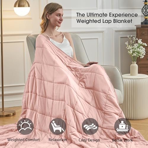 Weighted Blanket for Adults 15lbs, 60"x80", Queen Size Cooling Heavy Throw Blanket for 140-160lbs, Microfiber Soft Big Blankets Weighted Comforter, Pink - Image 3