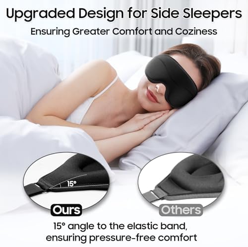Sleep Mask - Total Blackout 3D Sleeping Mask, Super Lightweight & Silky Soft Eye Mask for Sleeping, Fully Adjustable Fit for Home, Office, Traveling, Meditation, Yoga, Black - Image 3