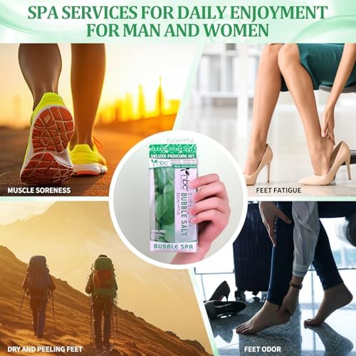 Pedicure Kit Foot Soak Set: Bubble Salt, Sugar Scrub, Massage Mask, Massage Lotion in a Box, 4 Step Foot Spa Kit for Dry Feet,Tired Feet（3 Set Eucalyptus) - Image 7