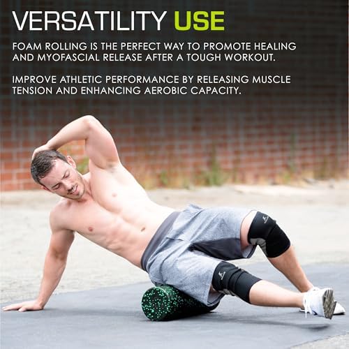 ProsourceFit High Density Foam Rollers 12 - inches long, Firm Full Body Athletic Massage Tool for Back Stretching, Yoga, Pilates, Post Workout Muscle Recuperation, Black/Green - Image 5
