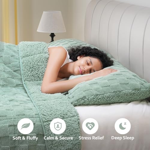 Drewin Weighted Blanket Full Size for Adults 15lbs,Sage Green,48" x 72" - Image 3
