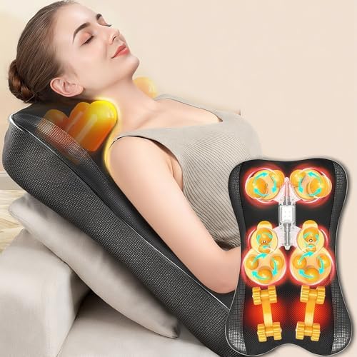 Back Massager with Heat, Shiatsu Neck and Back Massager for Pain Relief Deep Tissue, 3D Deep Kneading Cushion Massage for Neck Shoulder Legs, Suitable for Office and Home, Gifts for Men Women by Aibogiter