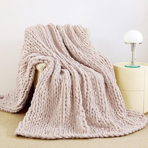 Chunky Knit Blanket Throw for Couch, 51"x63" Chunky Yarn Knitted Blankets - Image 2